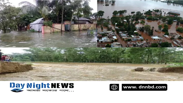 পাহাড়ী ঢলে ব্রাহ্মণবাড়িয়া আখাউড়ার হাওড়া নদীর বাঁধ ভেঙে ৩৬টি গ্রাম প্লাবিত