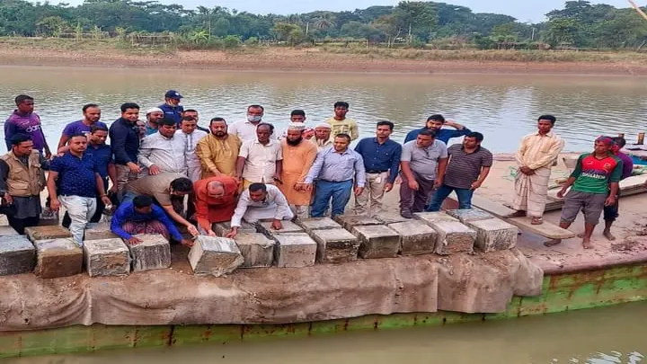 সুরমা নদীর তীর সংরক্ষণে ব্লক ডাম্পিং উদ্ভোধন